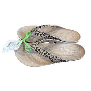 Crocs Kadee II Leopard Flip Flops – Women’s Size 11 – Lightweight Sandals NWT